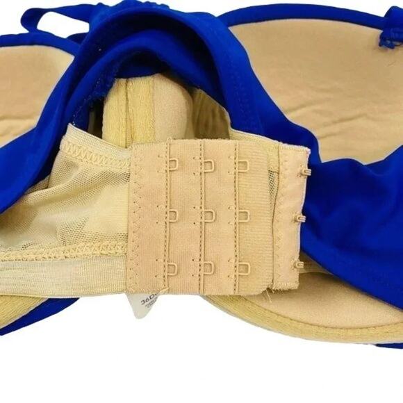 Lane Bryant Cacique Swim Bikini Top Blue Build in Bandeau Bra Womens Size 36DD - Picture 5 of 10